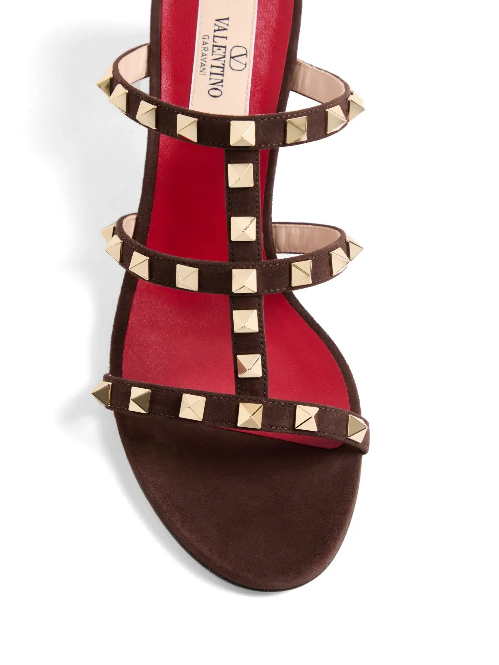 Valentino Garavani Rockstud slide sandals in suede 60mm Bruin