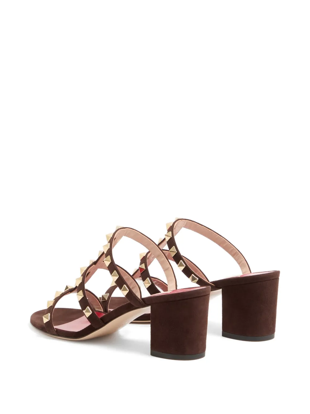 Valentino Garavani Rockstud slide sandals in suede 60mm Bruin