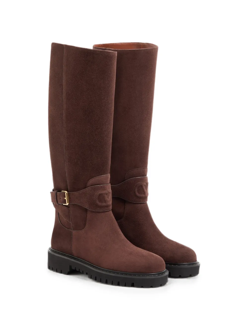 Valentino Garavani VLogo Signature split-leather boots 40mm Bruin