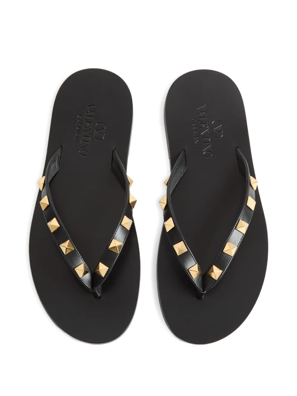Valentino Garavani Rockstud kalfsleren sandalen 05 mm Zwart
