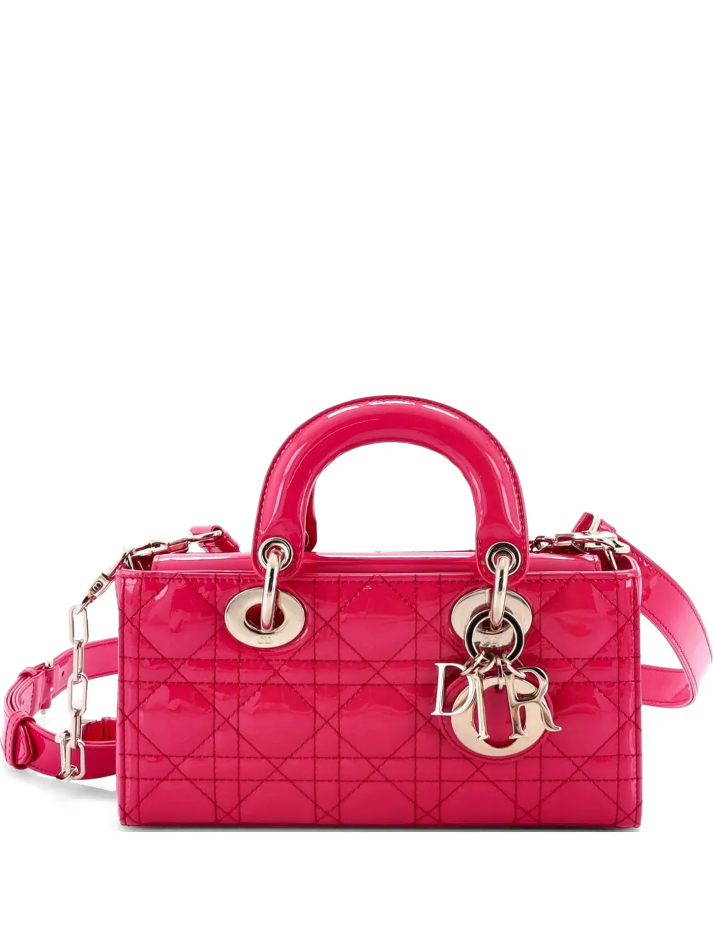 Christian Dior Pre-Owned Lady D-Joy Bag Cannage Quilt Patent Small shoulder bag - Rosa