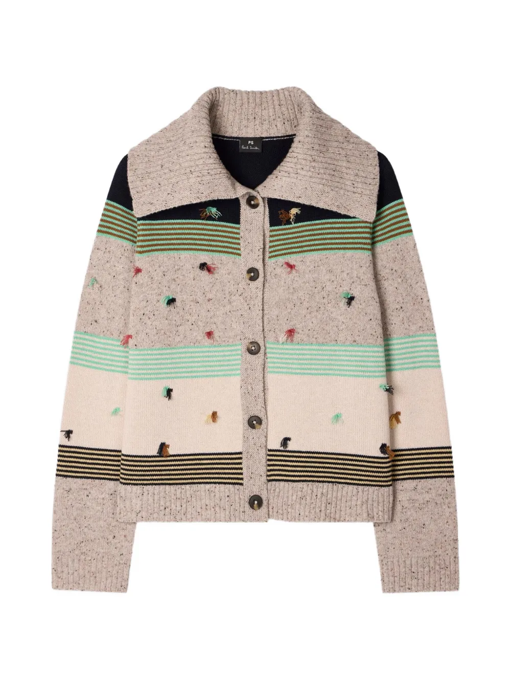 PS Paul Smith block-stripe knit wool cardigan - Toni neutri