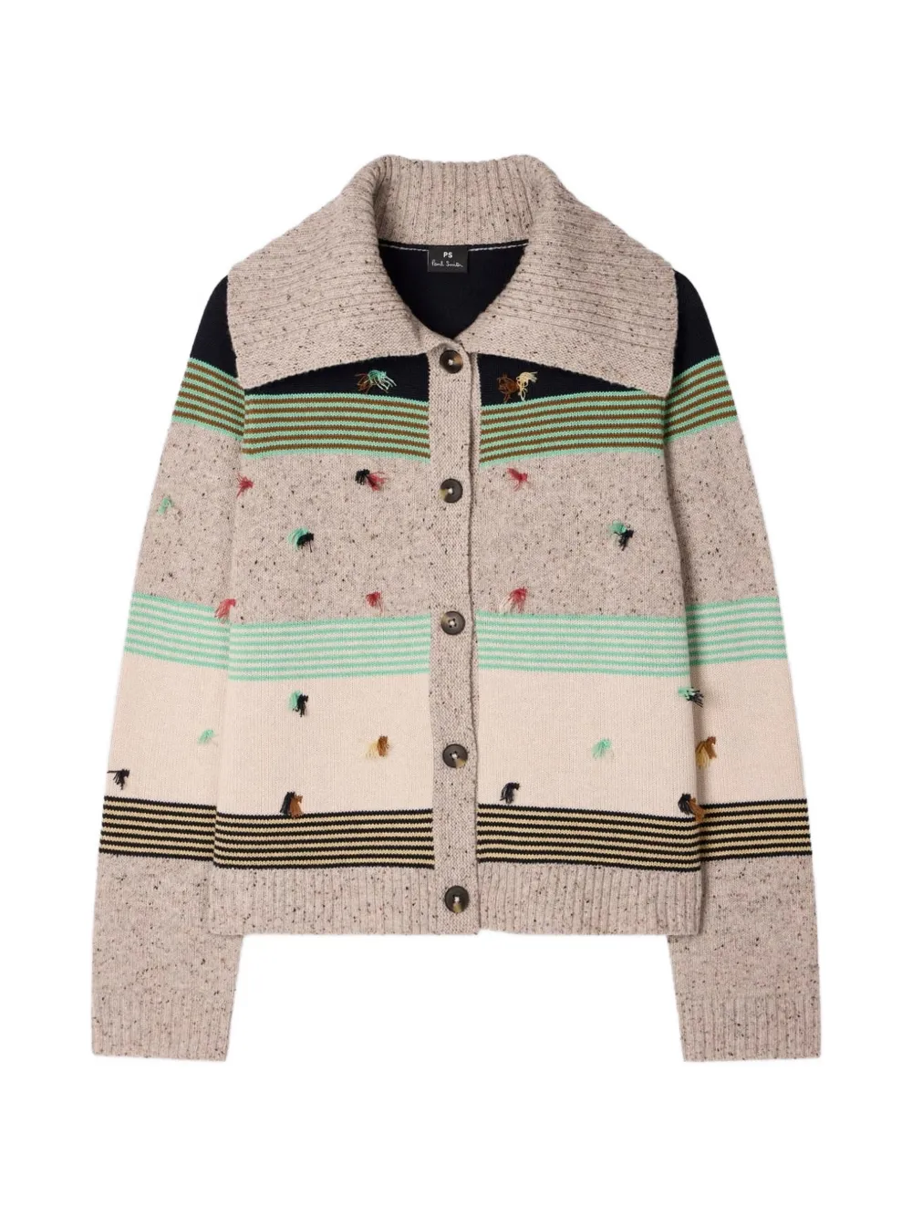 PS Paul Smith Wollen vest met blokstreep Beige