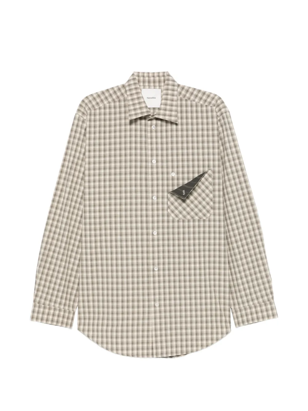 Nanushka check-print chest-pocket shirt - Nude