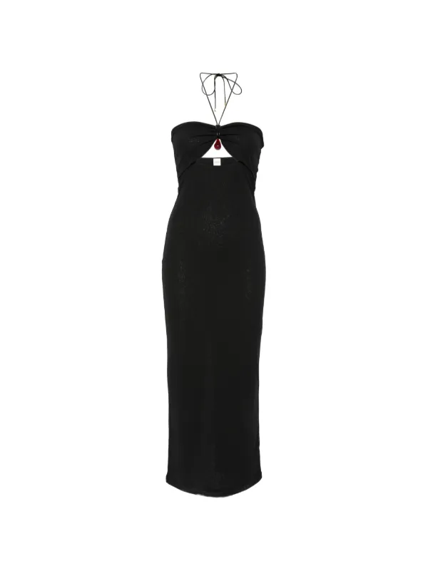 nanushka halter dress Halterneck cut-out Detail Midi | Black derby26