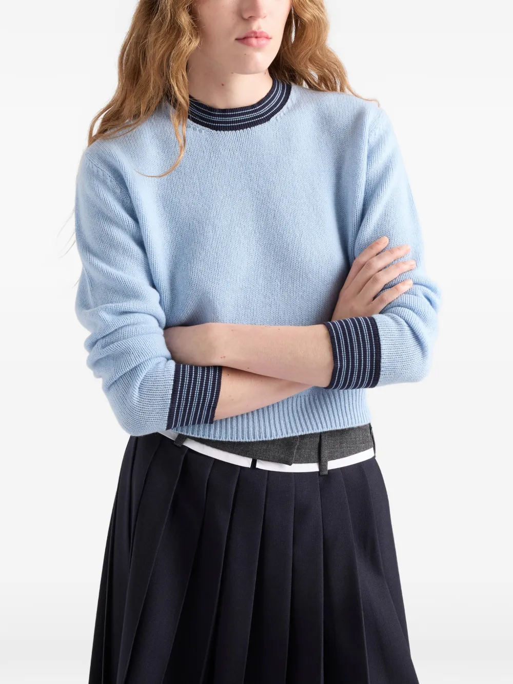 Prada Kasjmier trui met ronde hals Blauw
