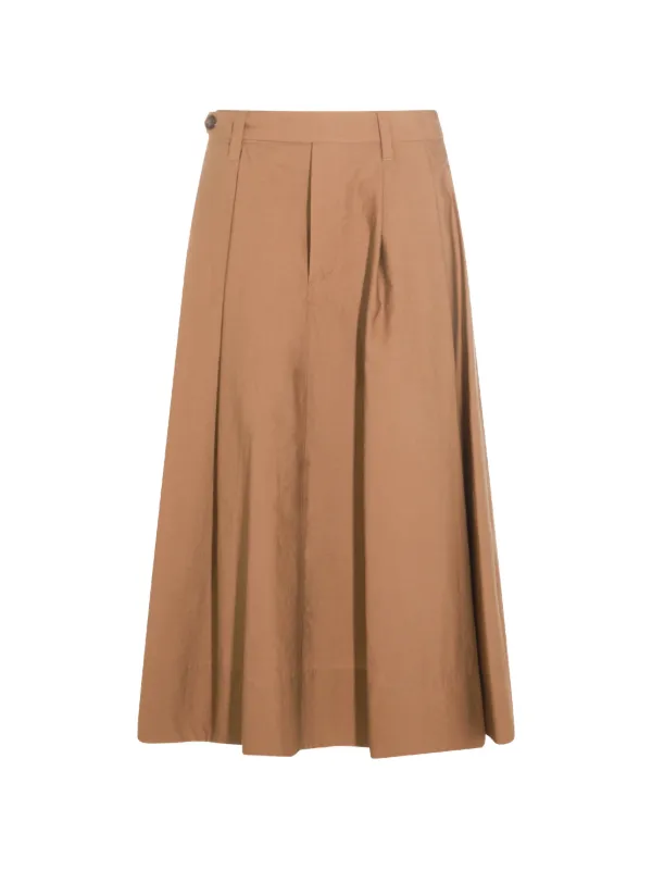 Brunello Cucinelli Pleated Midi Skirt in Neutrals