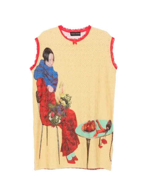 Barbara Bologna pointelle-knit graphic-print T-shirt