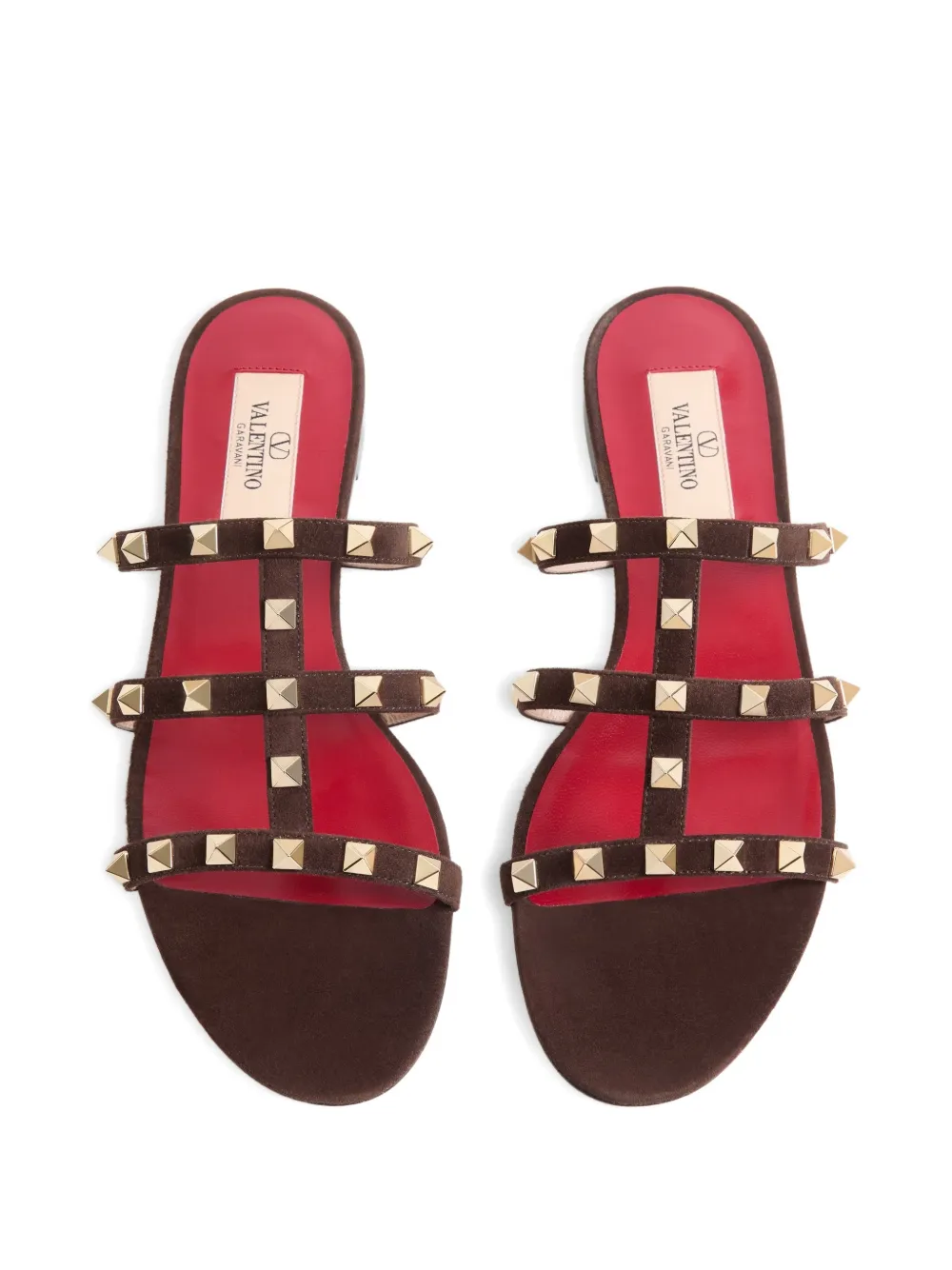 Valentino Garavani Rockstud suède sandalen 05 mm Bruin