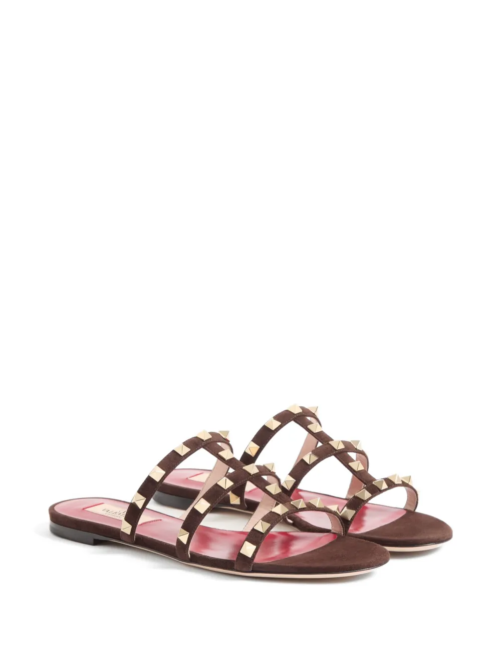 Valentino Garavani Rockstud suède sandalen 05 mm Bruin
