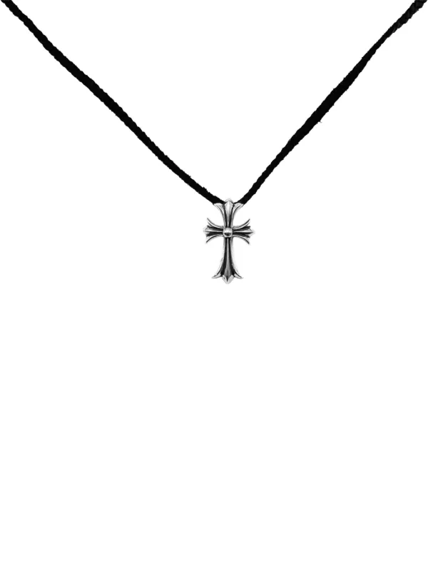 アクセサリー CHROME HEARTS LEATHER BRAID Chrome Hearts cross-motif leather-braid Necklace | Silver | FARFETCH