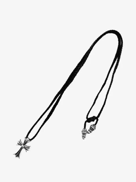 Chrome Hearts cross-motif leather-braid necklace