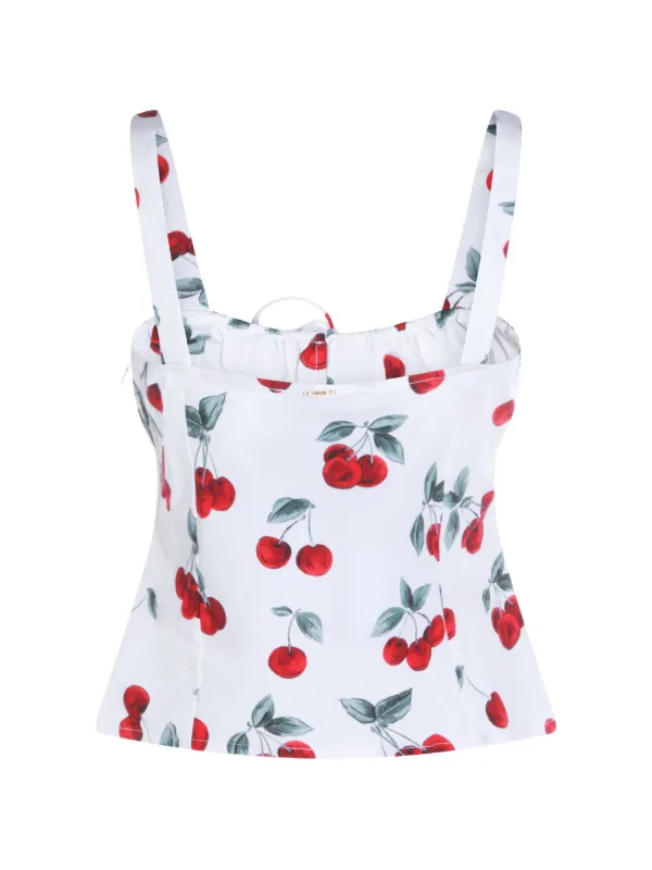 TWINSET cherry-print Top | White | FARFETCH