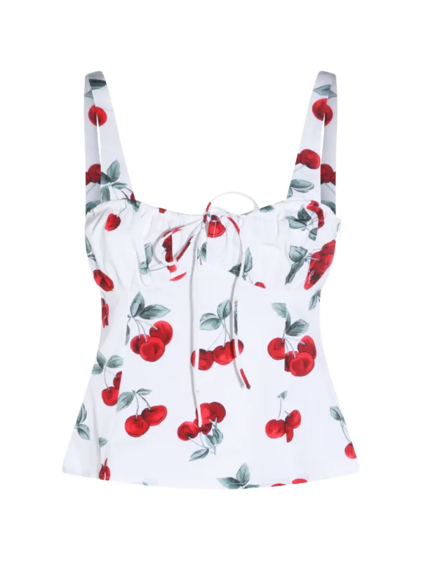 TWINSET cherry-print Top | White | FARFETCH
