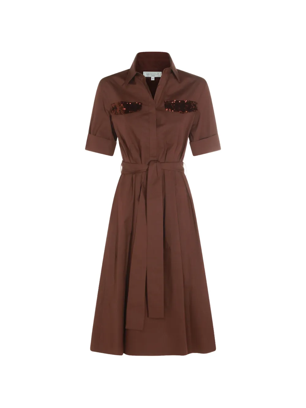 Antonelli sequin-embellished belted midi dress - Marrone