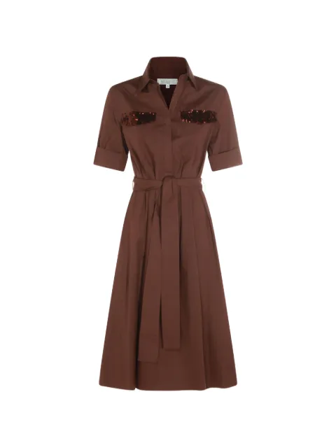 Antonelli sequin-embellished belted midi dress