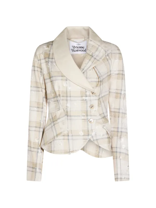 Vivienne Westwood Plaid Buttoned Blazer in Neutrals