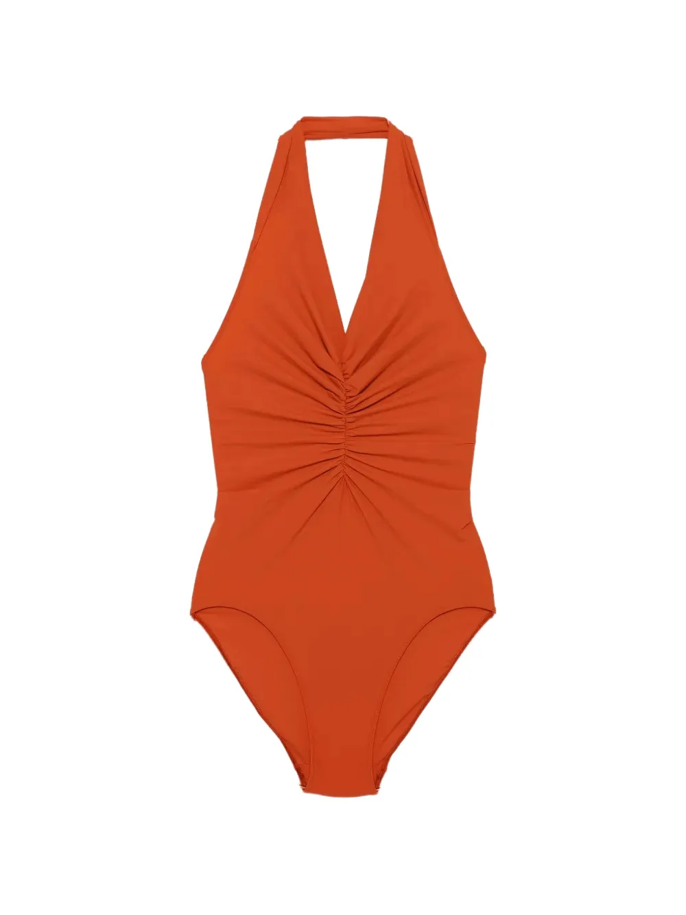 Rick Owens Ruched Halterneck Swimsuit In Brown