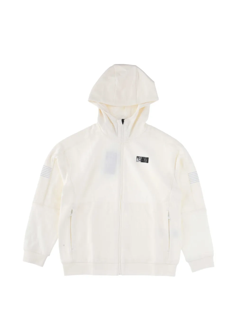 Ea7 Emporio Armani logo-patch zip-up hoodie - Bianco