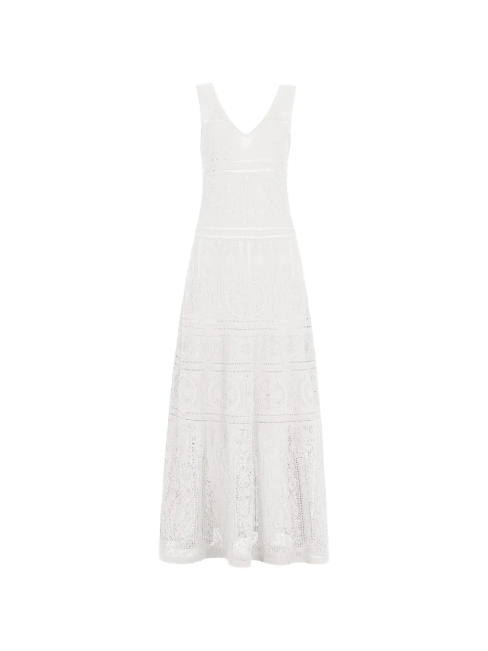 D Exterior Crochet-knit V-neck Maxi Dress In White