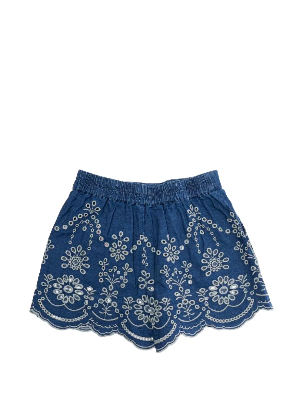 MC2 Saint Barth Kids A i katoenen shorts met geborduurde bloe Blauw