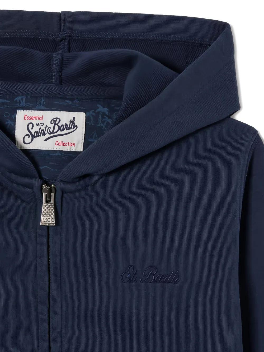 MC2 Saint Barth Kids Hoodie met geborduurd logo en rits Blauw