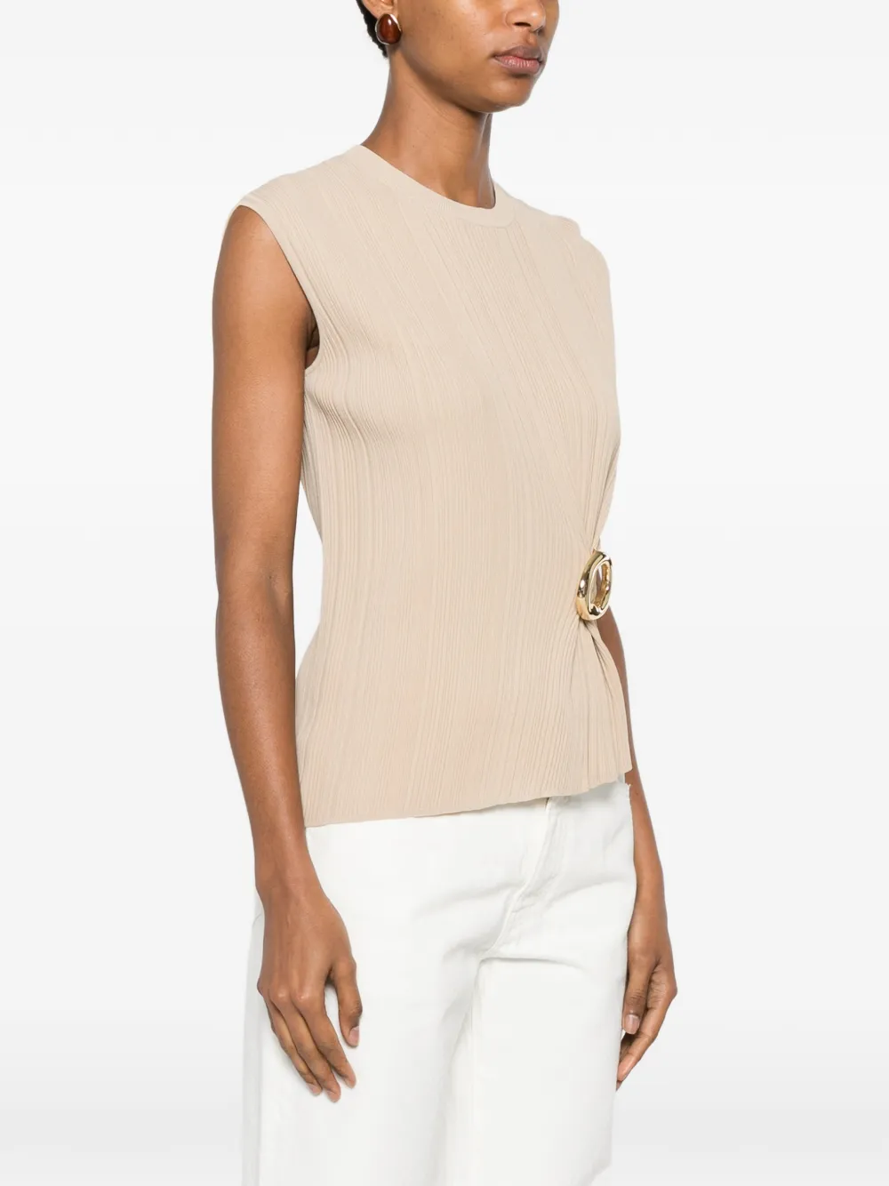 JOSEPH Geplooide top met ringdetail Beige