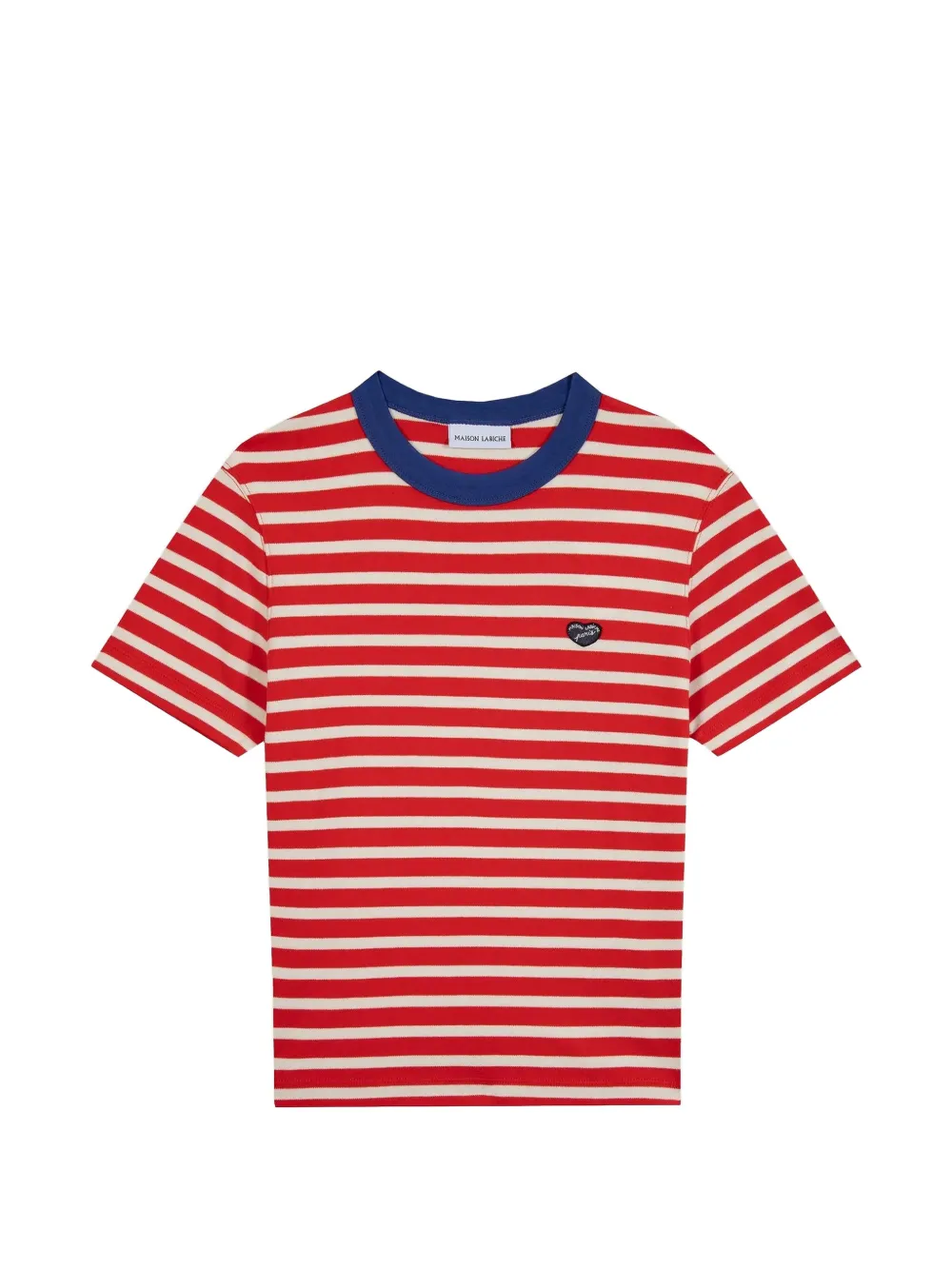 Maison Labiche striped heart-patch T-shirt - Rosso