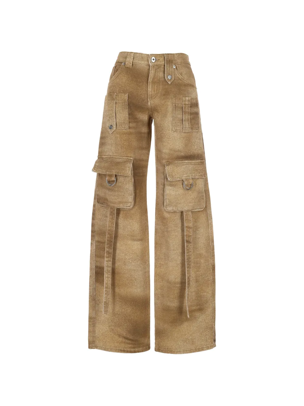 Blumarine Faded-effect Cargo Trousers In Orange