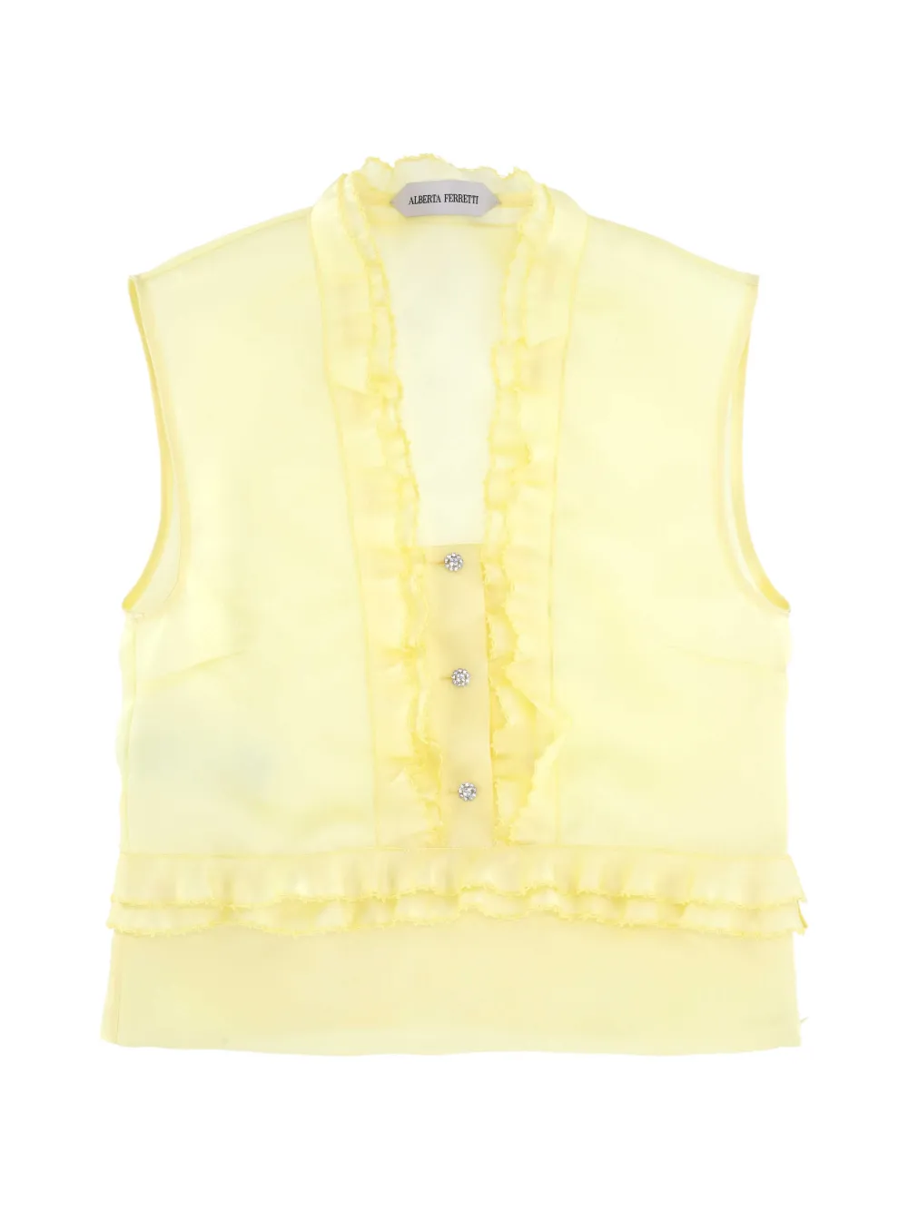 Alberta Ferretti ruffled embellished top - Giallo