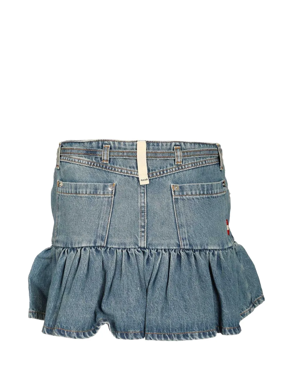  Amish Ginza Ruffled-hem Mini Skirt - Blue 