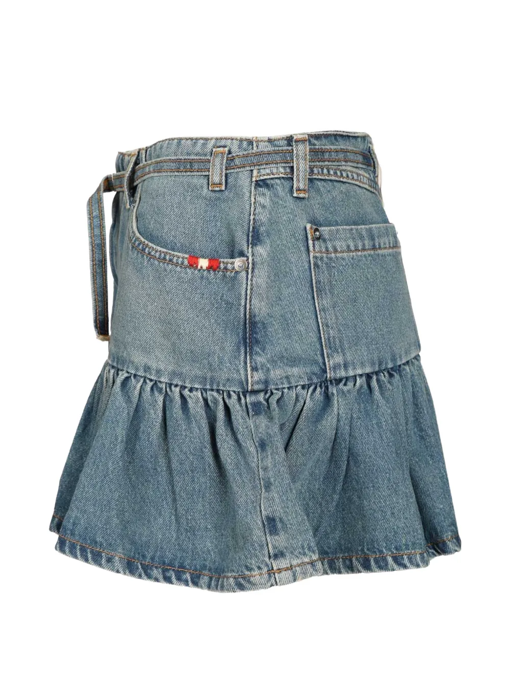  Amish Ginza Ruffled-hem Mini Skirt - Blue 