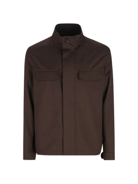 Zegna leather-detail jacket