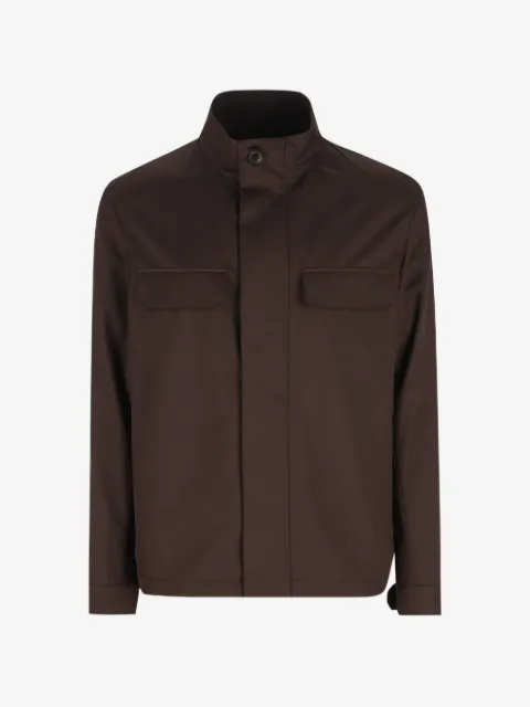 Zegna leather-detail jacket