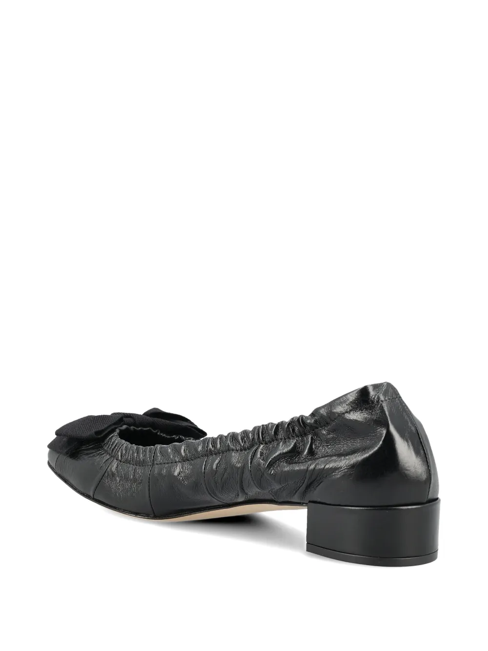 Prada bow elasticated leather ballet flats Zwart