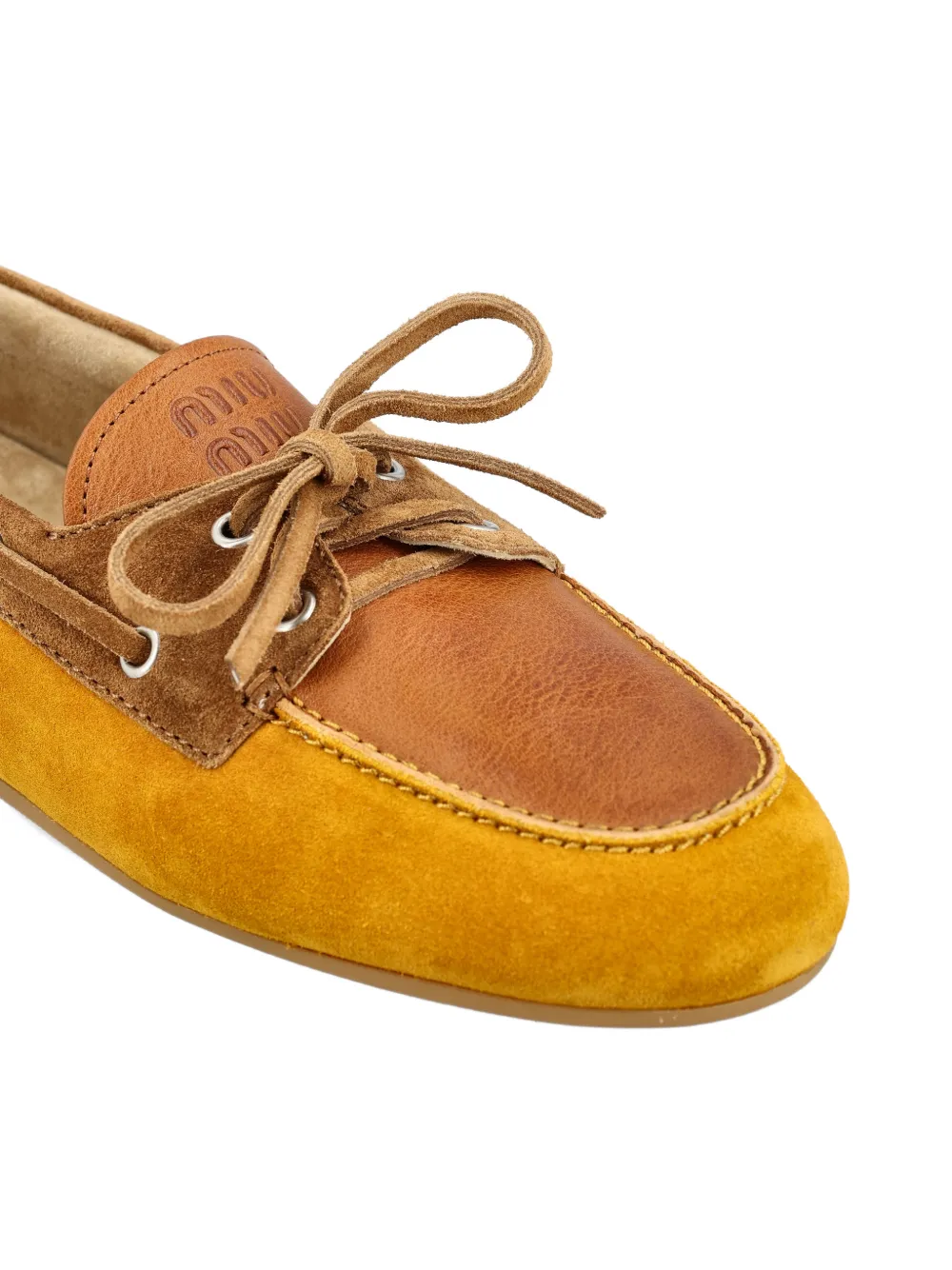Miu faded bow leather loafers Bruin