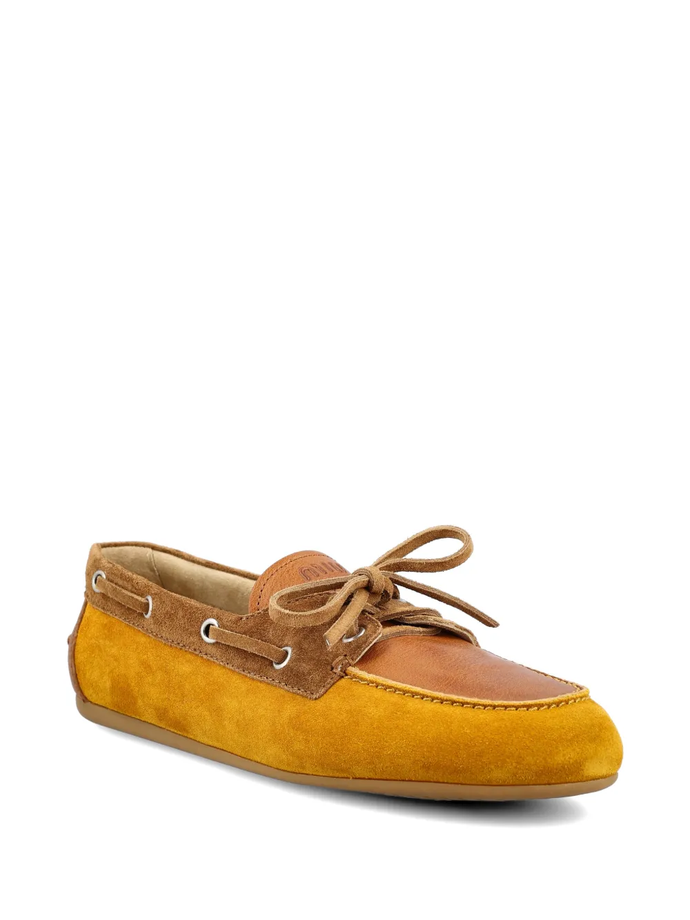 Miu faded bow leather loafers Bruin