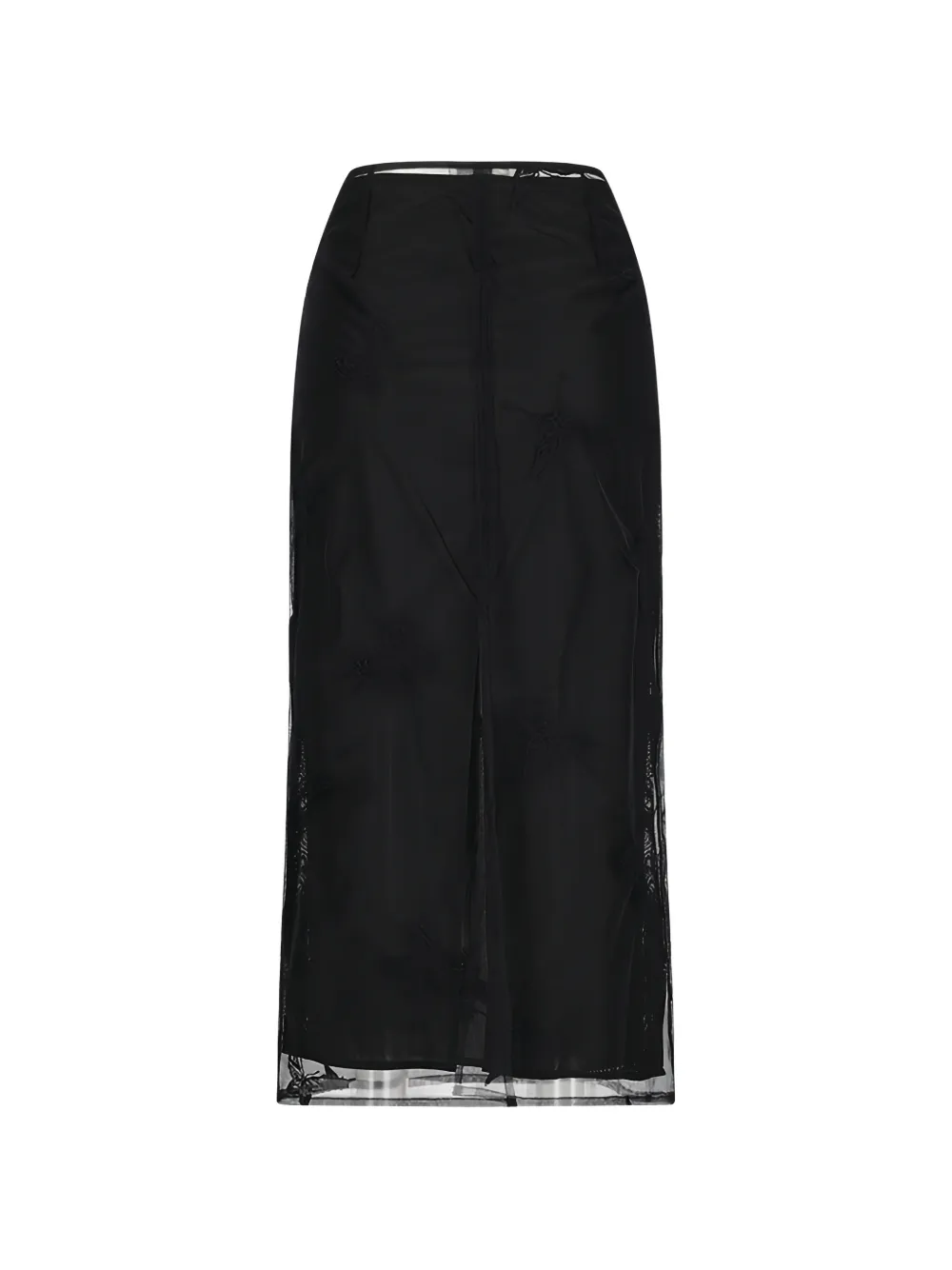  Blumarine Butterfly Embroidered Midi Skirt - Black 