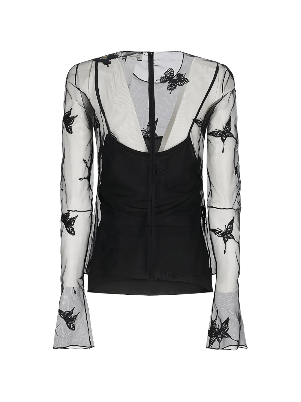  Blumarine Butterfly Net Blouse - Black 