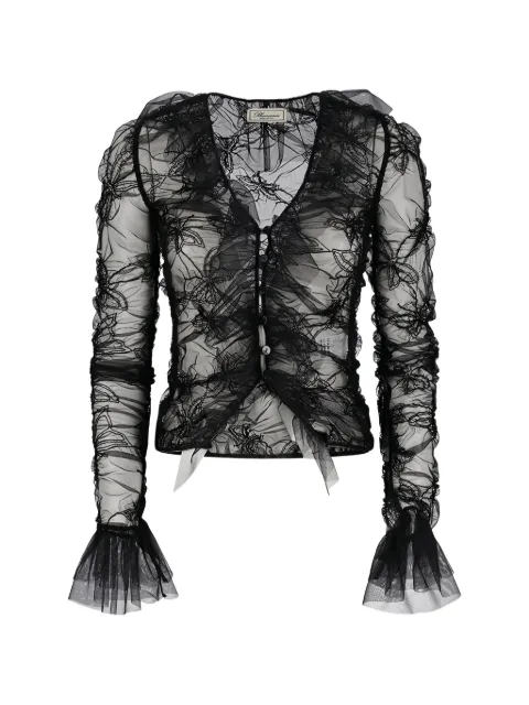 Blumarine ruffled net blouse