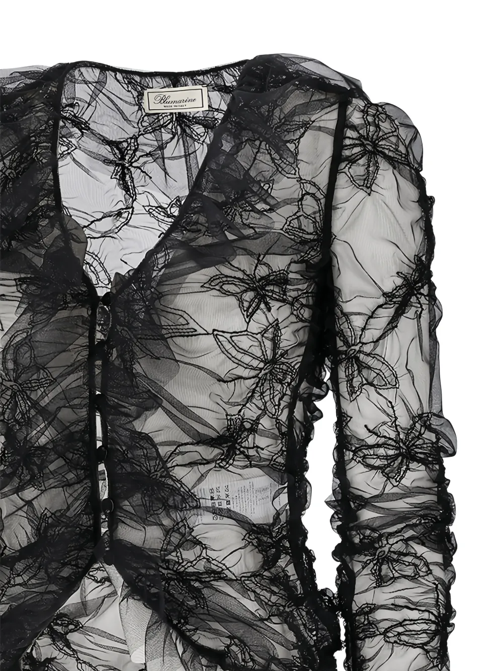  Blumarine Ruffled Net Blouse - Black 