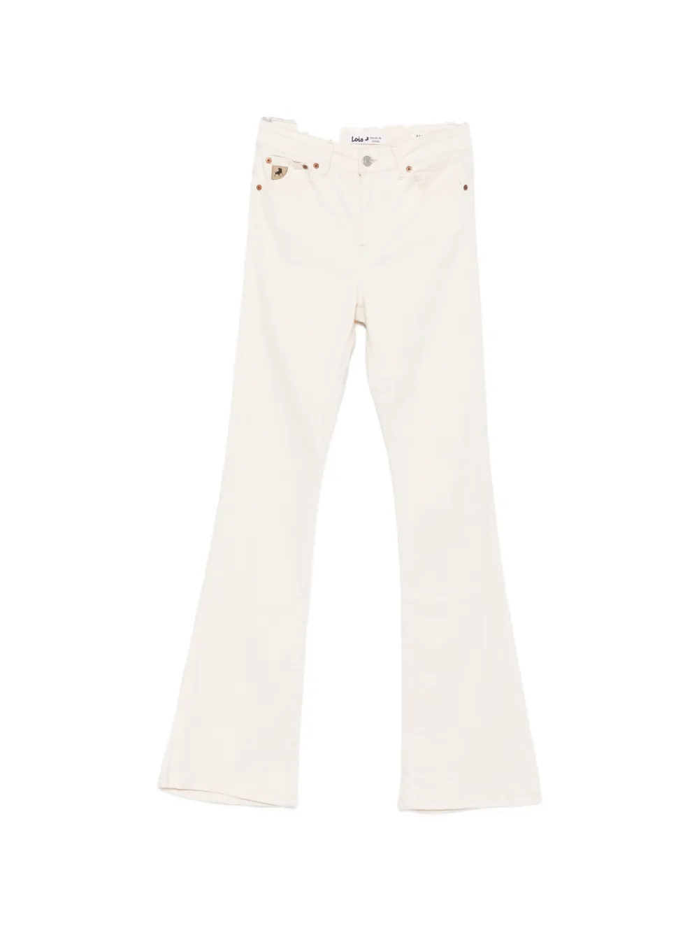 LOIS JEANS logo-patch flared trousers - Nude