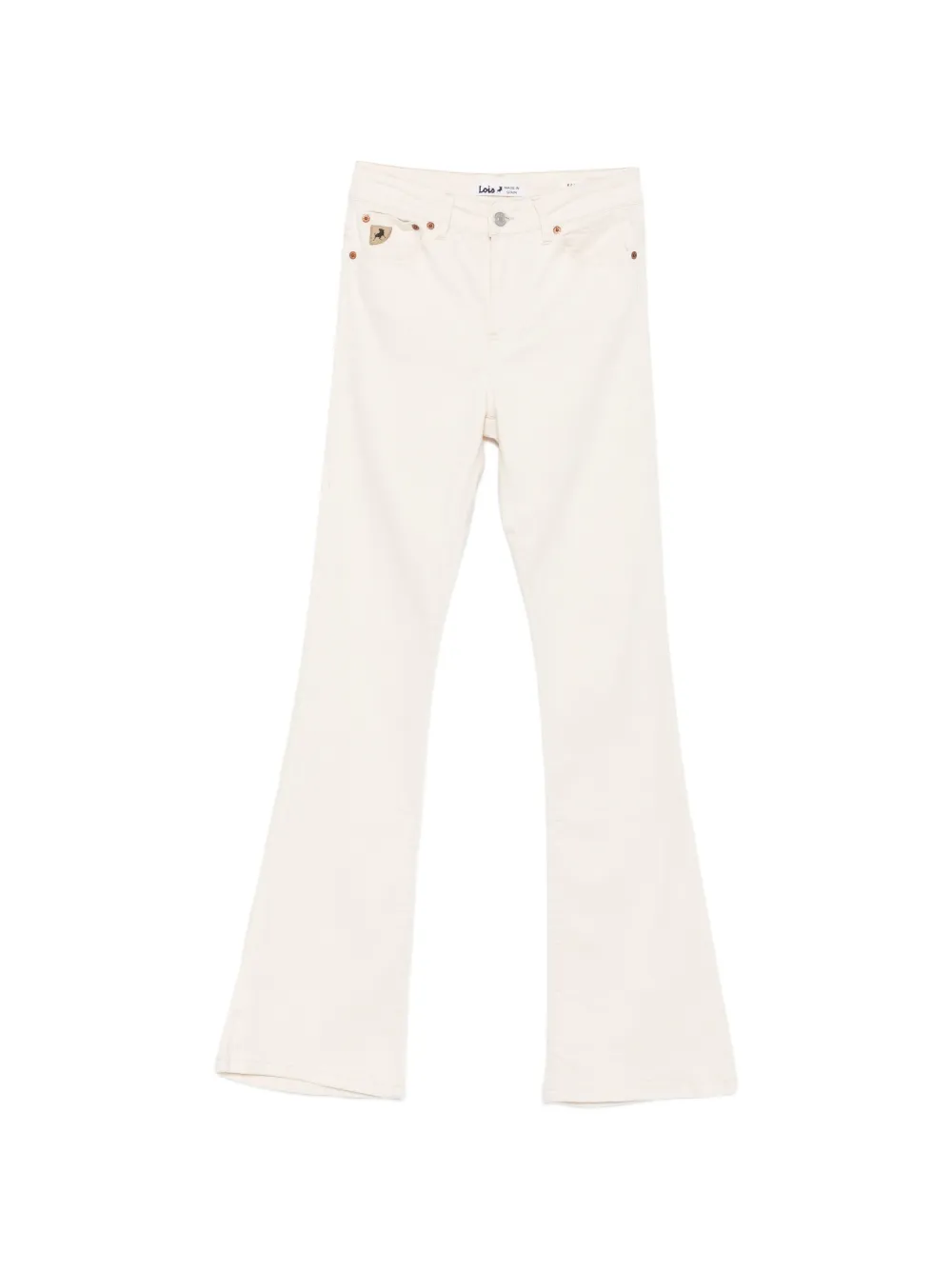 LOIS JEANS logo-patch flared trousers - Nude