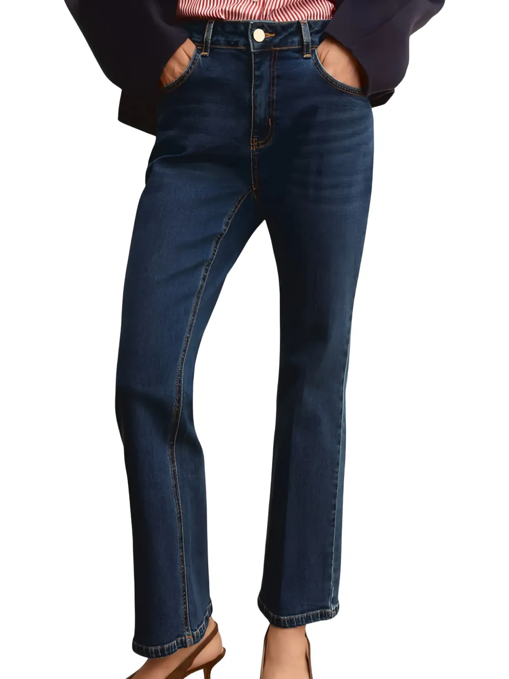 Marella logo-patch straight-leg jeans - Blu