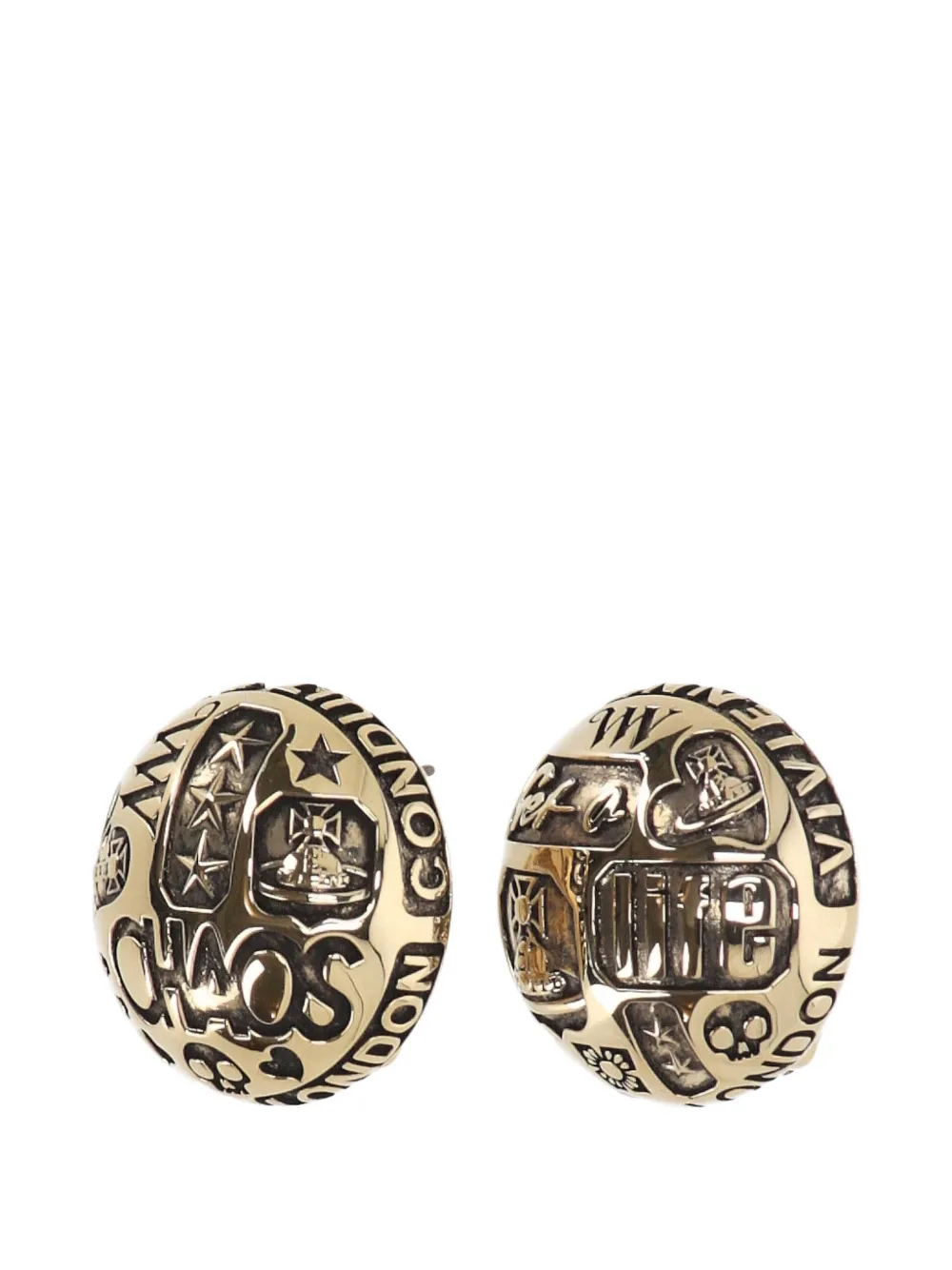 Vivienne Westwood Victorine engraved earrings - Gold