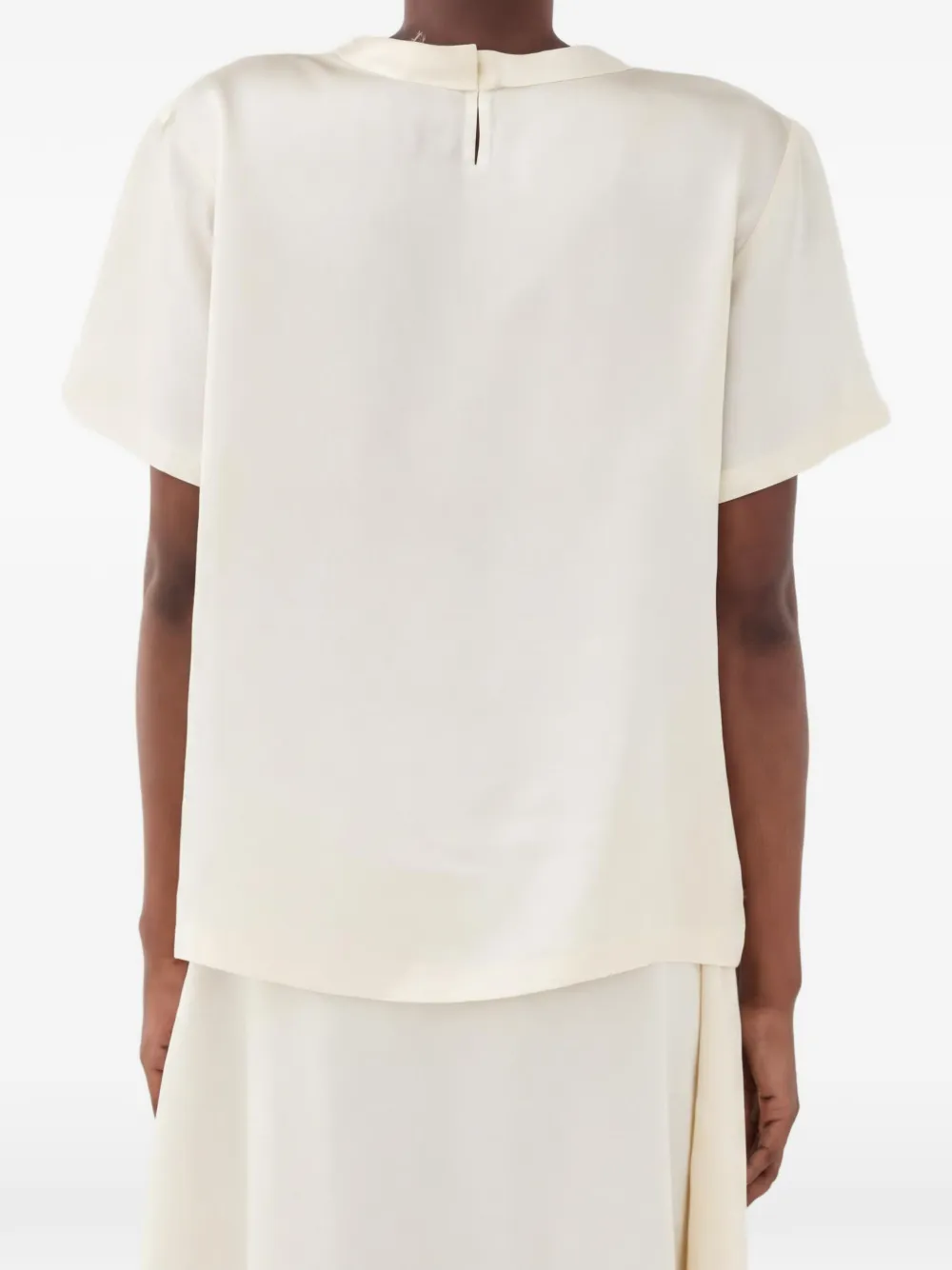 Eleh raw-cut short-sleeve top Beige
