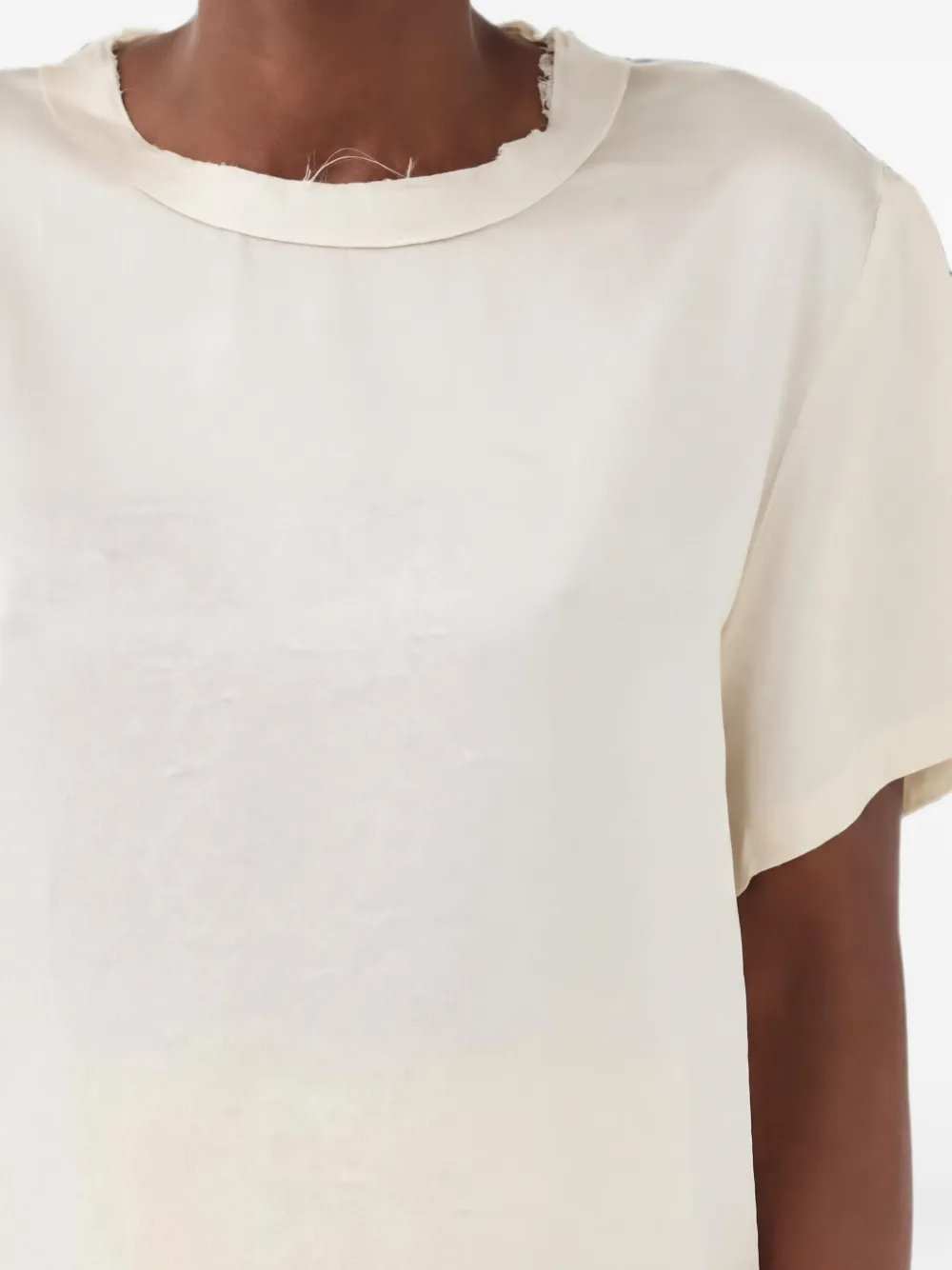 Eleh raw-cut short-sleeve top Beige