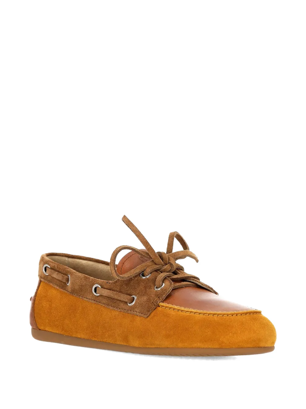 Miu Leren loafers met vervaagde strik Beige