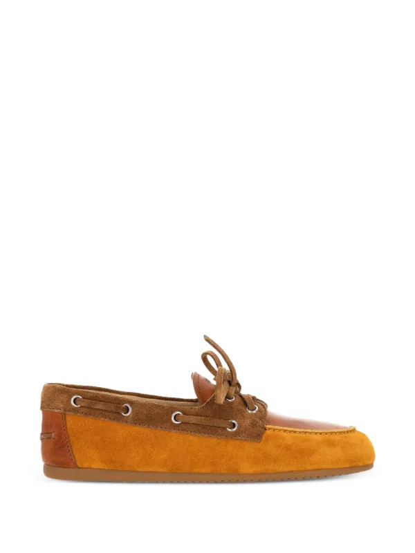 Miu Miu Faded Bow Leather Loafers in Neutrals