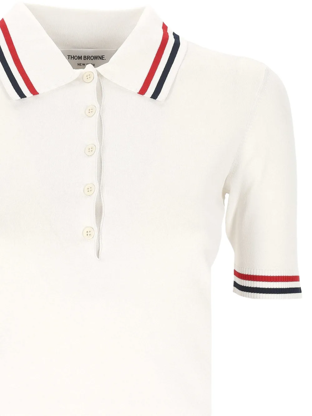  Thom Browne Polo à Rayures - Blanc 